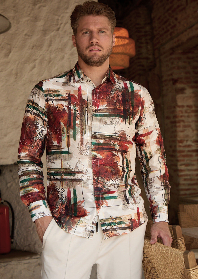 White Green Brush Lace Shirt