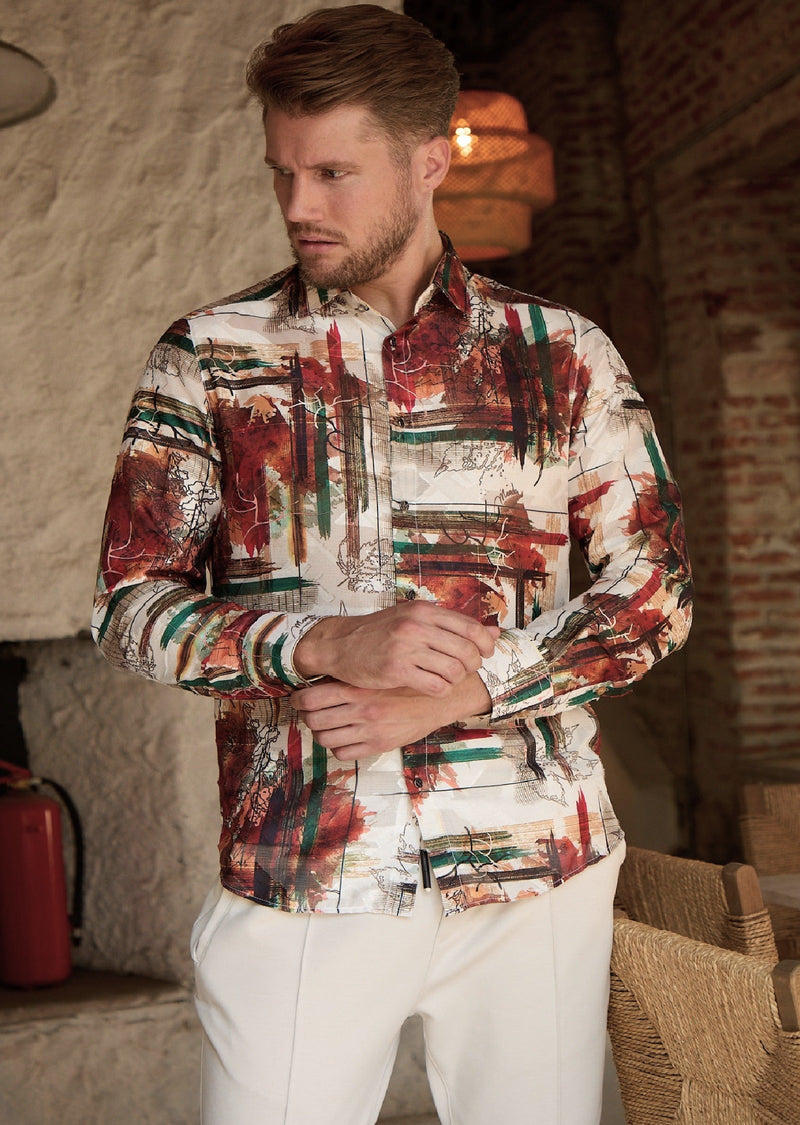 White Green Brush Lace Shirt