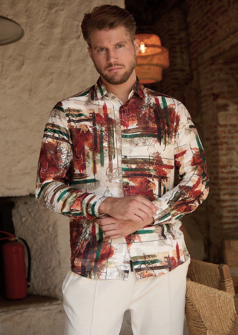 White Green Brush Lace Shirt