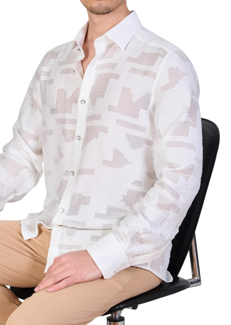 White Aztec Sheer Lace Shirt