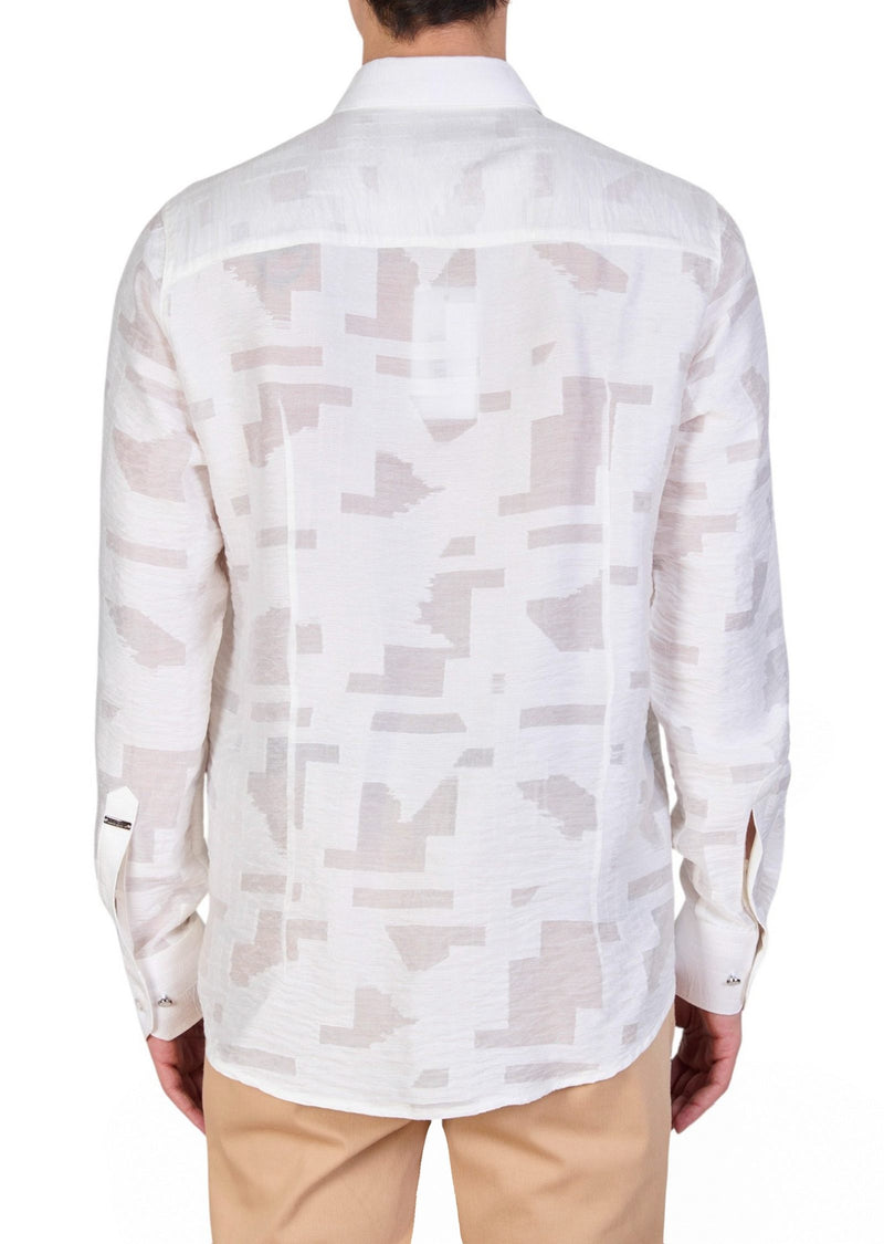 White Aztec Sheer Lace Shirt