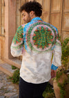 White Palm Mosaic Lace Shirt