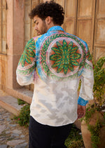 White Palm Mosaic Lace Shirt