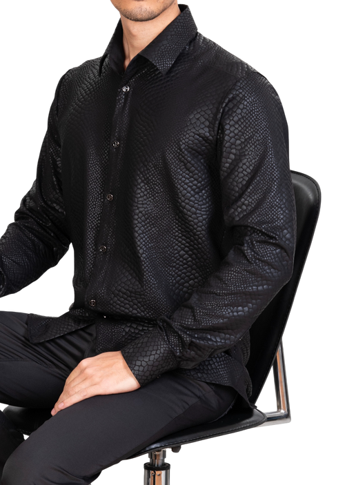 Black Snake Print Knit Shirt