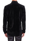 Black Tonal Stripe Velvet Shirt