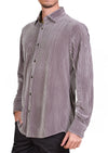 Beige Tonal Stripe Velvet Shirt