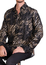 Black Gold Flame Velvet Shirt