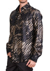 Black Gold Flame Velvet Shirt