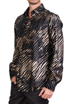 Black Gold Flame Velvet Shirt