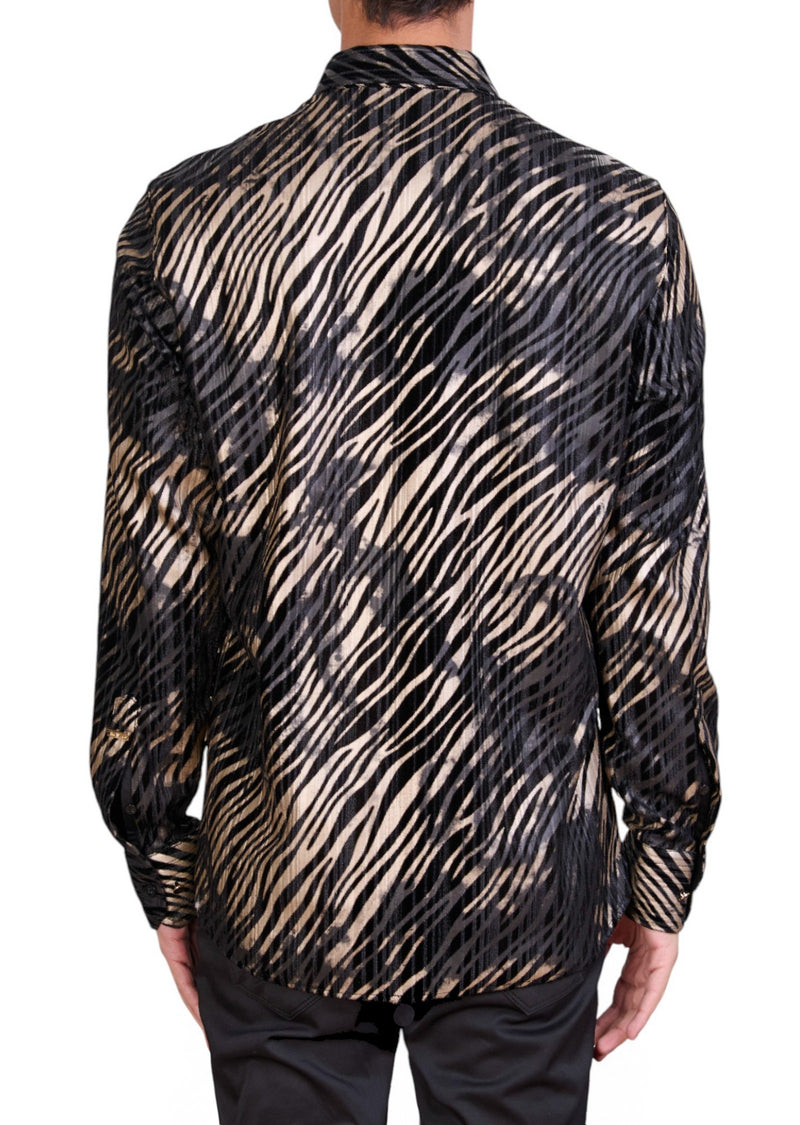 Black Gold Flame Velvet Shirt
