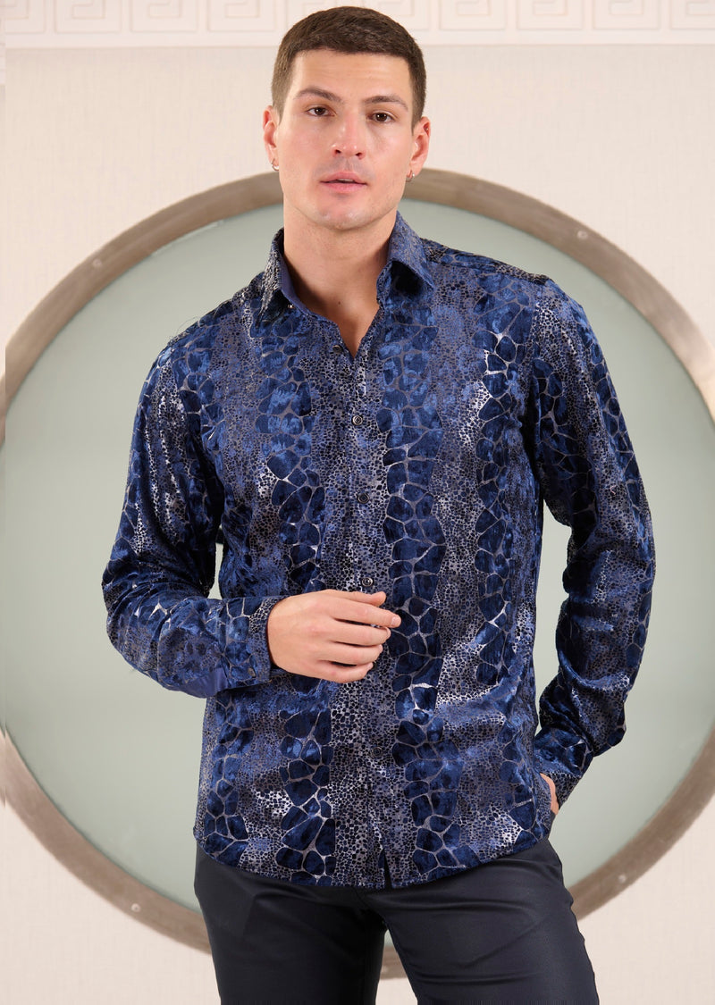blue velvet dress shirt Teal Velvet Shirt Maze / L