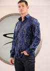 Royal Blue Alligator Velvet Shirt