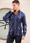 Royal Blue Alligator Velvet Shirt