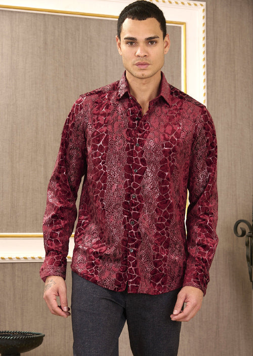 Burgundy Alligator Velvet Shirt