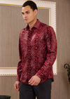 Burgundy Alligator Velvet Shirt