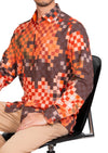 Orange Brown Pixel Silky Shirt