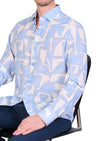 White Blue Geo Print Shirt