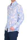 White Blue Geo Print Shirt