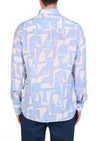 White Blue Geo Print Shirt