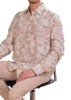 Beige Floral Linen Blend Shirt