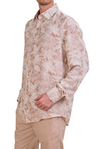 Beige Floral Linen Blend Shirt