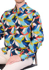 Blue Green Floral Print Shirt