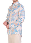 Beige Floral Linen Blend Shirt