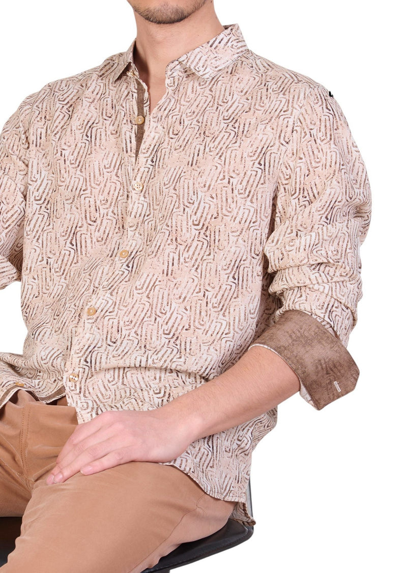 Beige Chain Link Print Shirt