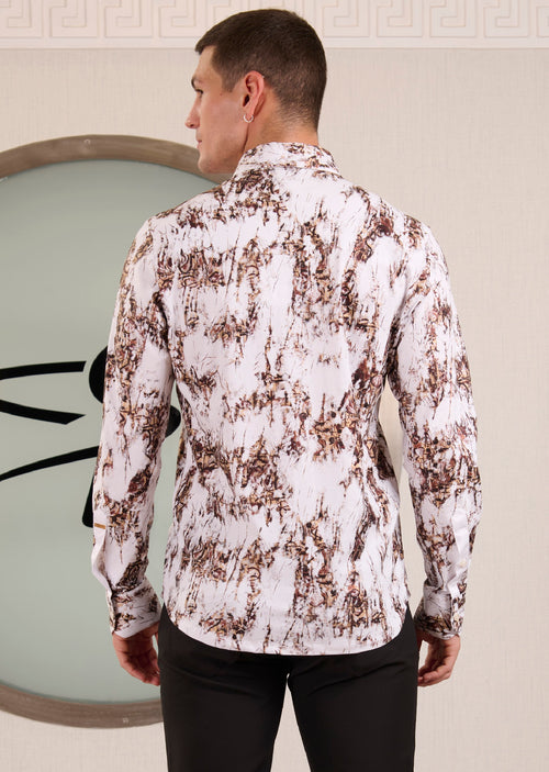 White Gold Sketch Foil Knit Shirt