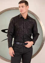 Black on Black Paisley Knit Shirt