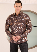 Brown Bronze Swirl Knit Shirt