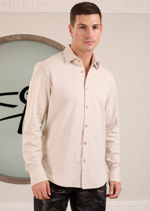Beige Web Effect Knit Shirt