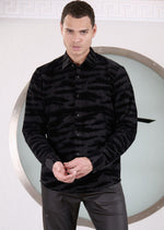 Black Zebra Flocked Knit Shirt