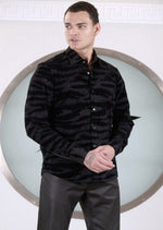 Black Zebra Flocked Knit Shirt