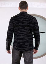 Black Zebra Flocked Knit Shirt