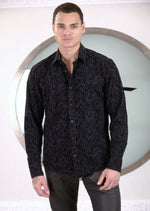 Black Flame Flocked Knit Shirt