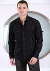 Black Flame Flocked Knit Shirt