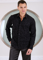 Black Flame Flocked Knit Shirt