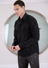 Black Flame Flocked Knit Shirt