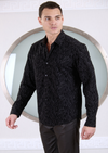 Black Flame Flocked Knit Shirt