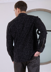 Black Flame Flocked Knit Shirt