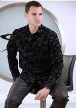 Black Root Flocked Knit Shirt