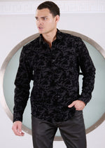 Black Root Flocked Knit Shirt