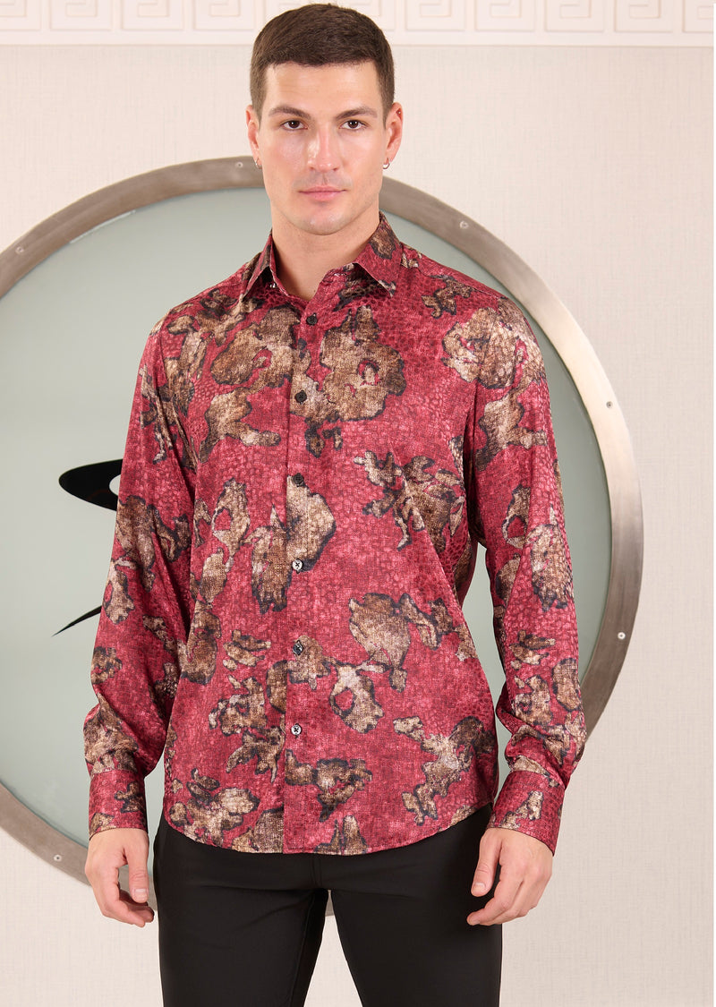 Burgundy Dream Faded Jacquard Shirt