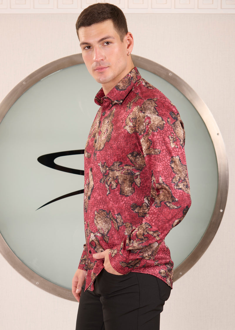Burgundy Dream Faded Jacquard Shirt