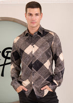 Black Beige Mix Pattern Jacquard Shirt