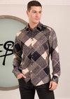 Black Beige Mix Pattern Jacquard Shirt
