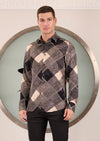 Black Beige Mix Pattern Jacquard Shirt
