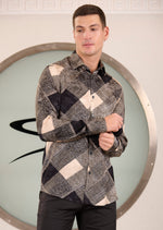 Black Beige Mix Pattern Jacquard Shirt