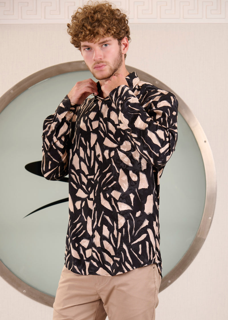 Black Broken Mirror Jacquard Shirt